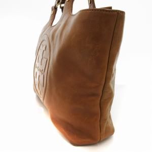 TORY BURCH トートバッグ ハンドバッグ レザー サフィアーノ ロゴ 茶 ブラウン