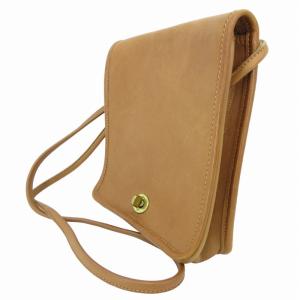 COACH オールド レザーショルダーバッグ クロスボディ 斜め掛け ターンロック 茶 ブラウン 047-9034