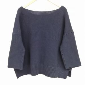 Deuxieme Classe ガーターアミプルオーバー  ニット セーター 長袖 コットン ネイビー