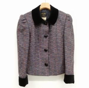 CELINE ヴィンテージ ツイード スカート スーツ 38 グレー系 マルチ