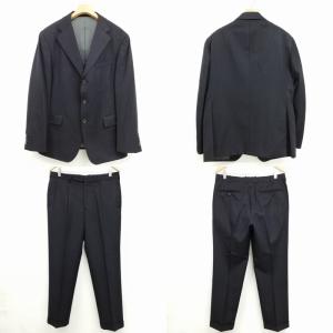 BARNEYS NEW YORK ストライプ シングル 3B スーツ セットアップ ジャケット スラック ダークネイビー