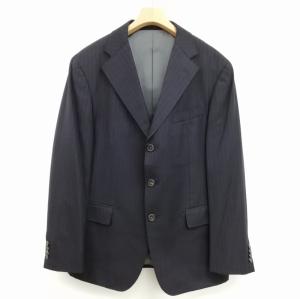 BARNEYS NEW YORK ストライプ シングル 3B スーツ セットアップ ジャケット スラック ダークネイビー