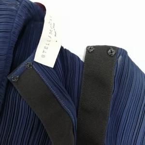 STELLA McCARTNEY プリーツ ブラウス プルオーバー クルーネック 長袖 38 ネイビー