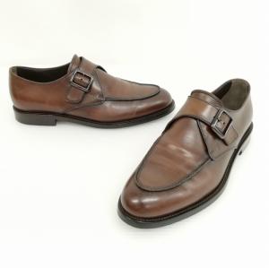 TOD'S モンクストラップ Uチップ レザー シューズ ビジネス ドレス 6.5 ブラウン