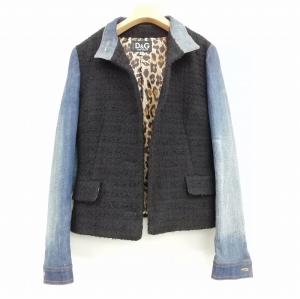 DOLCE&GABBANA デニム ジャケット Gジャン  ツイード レオパード柄 長袖 38 ブルー