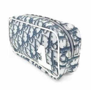 Christian Dior トロッター PVCキャンバス ポーチ 化粧 コスメ 小物入れ ネイビー