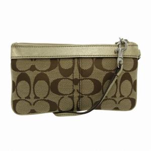 COACH シグネチャー ポーチ ワンショルダーバッグ デザイン レザー切替 ベージュ