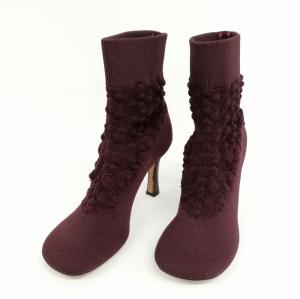 CELINE ソックスブーツ ショートブーツ ブーティ 38 バーガンディ系