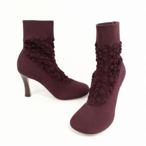 CELINE ソックスブーツ ショートブーツ ブーティ 38 バーガンディ系