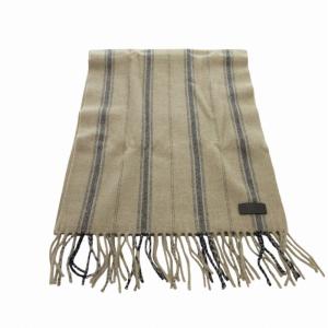 COACH マフラー ストール ストライプ フリンジ バイカラー 茶 ブラウン 青 ブルー