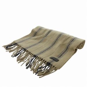 COACH マフラー ストール ストライプ フリンジ バイカラー 茶 ブラウン 青 ブルー