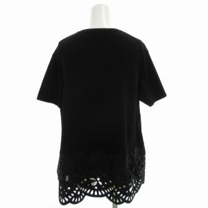 UNITED ARROWS スカラップレース ショートスリーブ ニット 半袖 切替 黒 ブラック 1518-183-1832