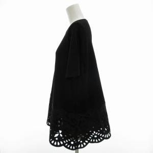 UNITED ARROWS スカラップレース ショートスリーブ ニット 半袖 切替 黒 ブラック 1518-183-1832