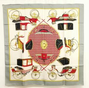 カレ90 LES VOITURES A TRANSFORMATION 折り畳み式幌の馬車 大判 スカーフ