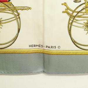 HERMES カレ90 LES VOITURES A TRANSFORMATION 折り畳み式幌の馬車 大判 スカーフ