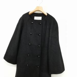 ADORE アルパカ ウール ノーカラー コート ダブルブレスト 36 ブラック