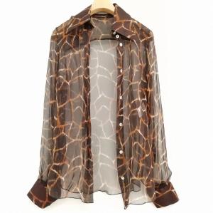 DOLCE&GABBANA 美品 シアー ブラウス  シャツ キリン柄 シルク ブラウン 38