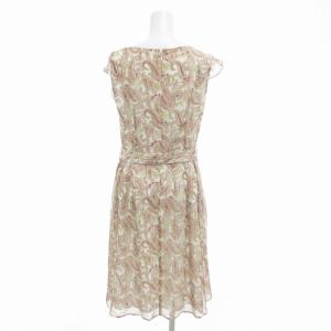 ANAYI 美品 ワンピース ドレス ペイズリー ラメストライプ ひざ丈 38 M 白 ホワイト 赤 レッド ピンク