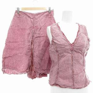 セットアップ 上下二点セット タンクトップ フレアスカート ひざ丈 総柄 花柄 40 M ピンク