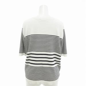 23区 20SS ボーダーニット カットソー 半袖 44 XL 大きいサイズ 白 ホワイト 黒 ブラック