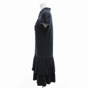 BURBERRY LONDON ワンピース 半袖 ひざ丈 ホースロゴ フリル 38 M 紺 ネイビー