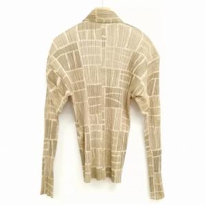 PLEATS PLEASE ISSEY MIYAKE イッセイミヤケ PP84-JK983 総柄 プリーツ シャツ ブラウス 長袖 3 ベージュ系