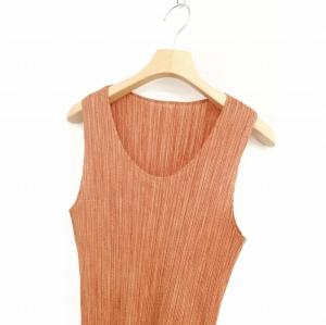 PLEATS PLEASE ISSEY MIYAKE イッセイミヤケ PP54-JK400 総柄 ノースリーブ カットソー トップス タンクトップ 4 ブラウン