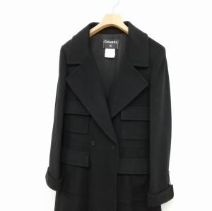 CHANEL BOUTIQUE ブラック ダブルブレストコート 40ヴィンテージ CHANEL BOUTIQUE ブラック ダブルブレストコート 40ヴィンテージ