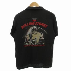 HYSTERIC GLAMOUR ローリングストーンズ ROLLINGSTONES オープンカラーシャツ 半袖 開襟 プリント ロゴ L 黒 ブラック