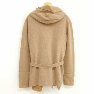 Max Mara 白タグ ウール カシミヤ ニット ラップ カーディガン シルク切替 セーター M キャメル系