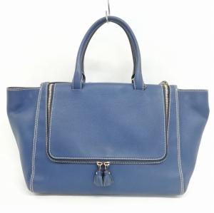 ANYA HINDMARCH レザー ハンドバッグ トートバッグ ネイビー系