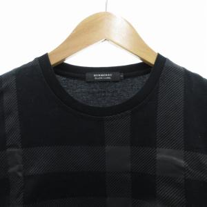 BURBERRY BLACK LABEL Tシャツ カットソー 半袖 クルーネック チェック柄 2 M 黒 ブラック