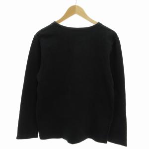 BURBERRY BLUE LABEL ヘンリーネックカットソー Tシャツ ロンT ロゴ刺繍 ノバチェック切替 長袖 M 紺 ネイビー
