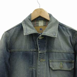 BURBERRY BLUE LABEL デニムジャケット Gジャン イエローステッチ ホースロゴボタン L インディゴ 青