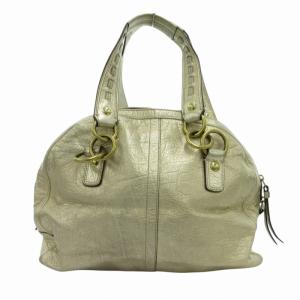 COACH ハンドバッグ 手提げ メタリック レザー ゴールドカラー F13137