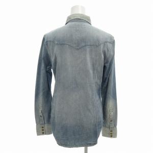 RALPH LAUREN 美品 デニムシャツ ウエスタン ヴィンテージ加工 金ボタン 長袖 2 M 青 インディゴブルー