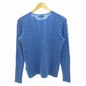POLO RALPH LAUREN ケーブル編みニット セーター 長袖 プルオーバー ロゴ刺繍 ワンポイント カシミア混 S 青 ブルー