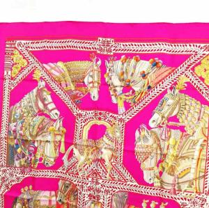 HERMES カレ90 LA DANSE DU CHEVAL MARWARI マールワーリ馬のダンス ピンク