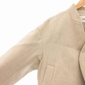 ENFOLD ボンディングジャケット ノーカラー 麻 リネン 36 ベージュ