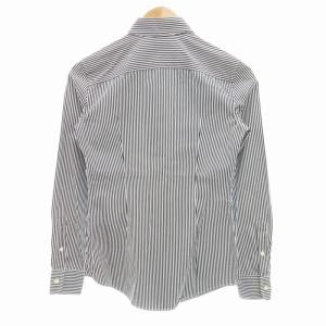POLO RALPH LAUREN CUSTOMFIT ストライプシャツ 長袖 ロゴ刺繍 ワンポイント 2 M 黒 ブラック 白 ホワイト