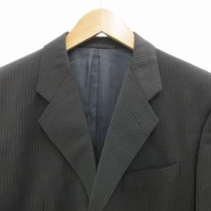 ARMANI COLLEZIONI テーラードジャケット ブレザー ノーベント 総裏地 シングル ストライプ 50 XL グレー