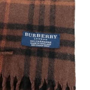 BURBERRY LONDON カシミヤ マフラー チェック 英国製 134?p × 29?p幅 茶 ブラウン AA