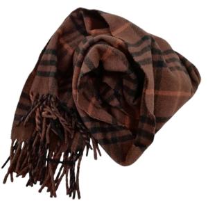 BURBERRY LONDON カシミヤ マフラー チェック 英国製 134?p × 29?p幅 茶 ブラウン AA