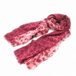 レオパード柄 ストール スカーフ カシミヤ混 ワインレッド
