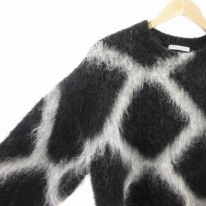 BEAUTY&YOUTH UNITED ARROWS 美品 バイカラージャカード シャギーニットプルオーバー セーター 長袖 黒 ブラック 1613-199-3676