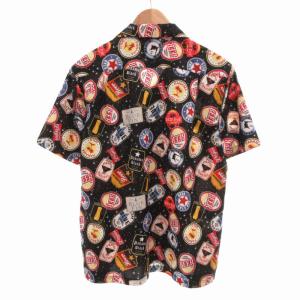 HOUSTON UNIVERD72 ユニバード72 美品 オープンカラーシャツ 開襟 半袖 L 黒 ブラック