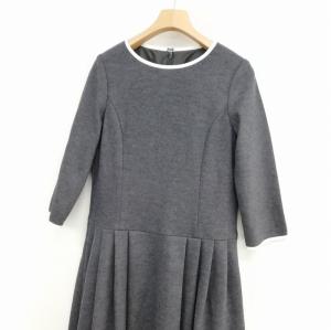 LANVIN コレクション 美品 ウール ロング ワンピース Aライン フレア 七分袖 38 グレー