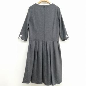 LANVIN コレクション 美品 ウール ロング ワンピース Aライン フレア 七分袖 38 グレー