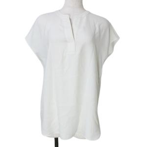 美品 23SS EASY POPOVER スキッパーネックプルオーバーブラウス シャツ 半袖 フレンチスリーブ S 白 ホワイト