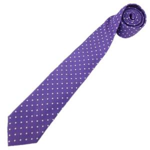 ネクタイ シルク レギュラータイ ドット刺繍 ビジネス 結婚式 紫 パープル 白 ホワイト イタリア製